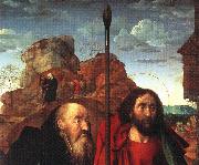GOES, Hugo van der Sts. Anthony and Thomas with Tommaso Portinari oil on canvas